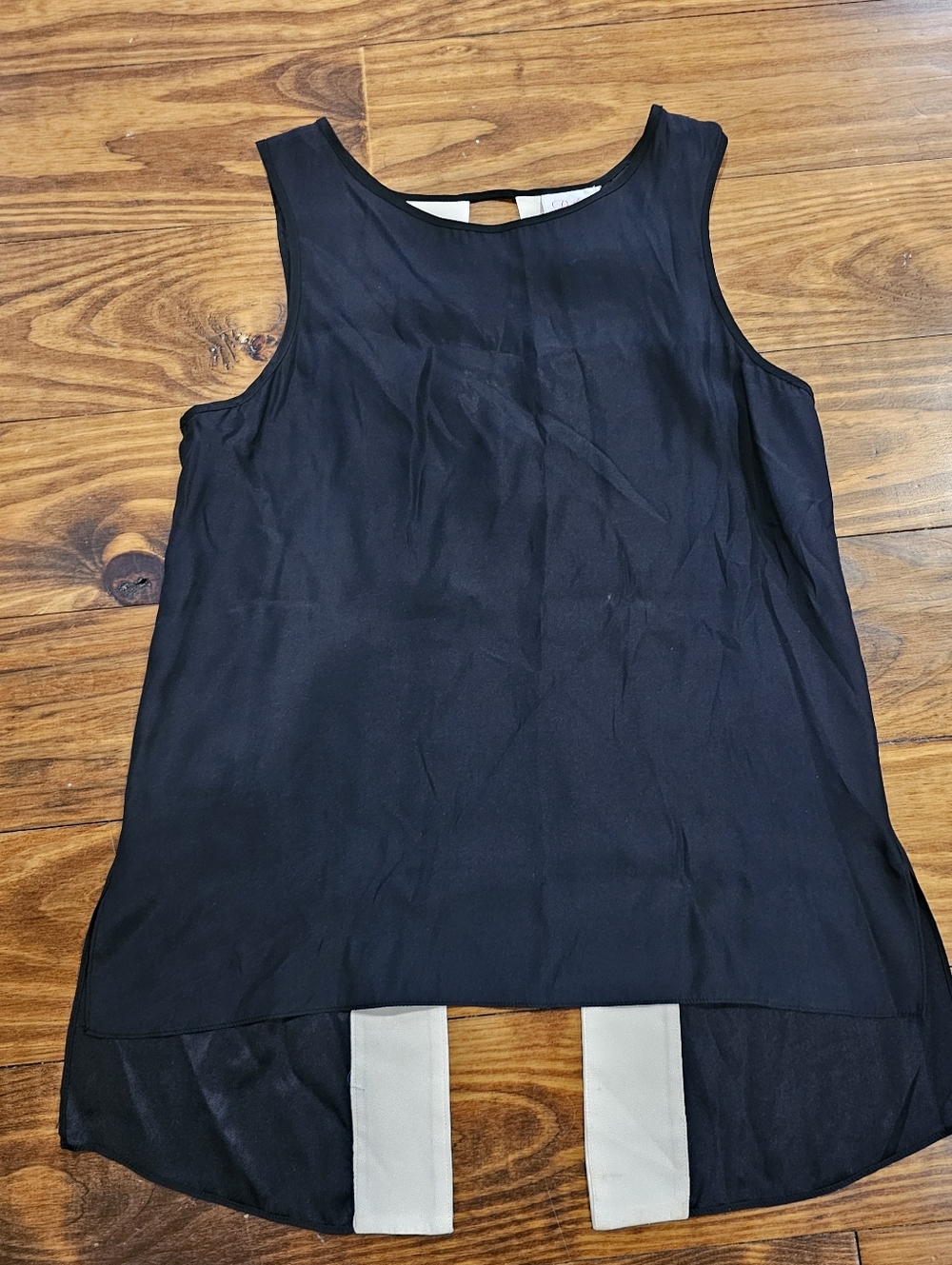 Parker Silk XS Womens Dressy Blouse Black And Cream Open Back